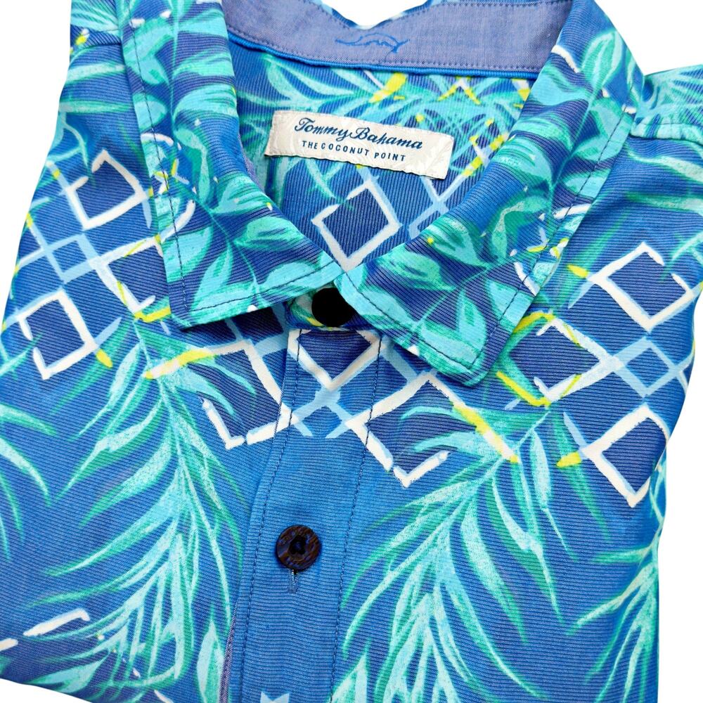 Tommy Bahama Coconut Point Tencel Modal Coolmax Blue Hawaiian Camp Shirt XXL